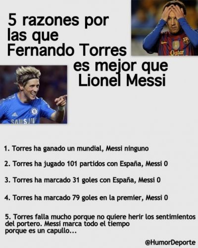 5 razones por las que Fernando Torres es mejor que Lionel Messi