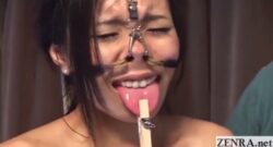 Japonesa colgada de las fosas nasales